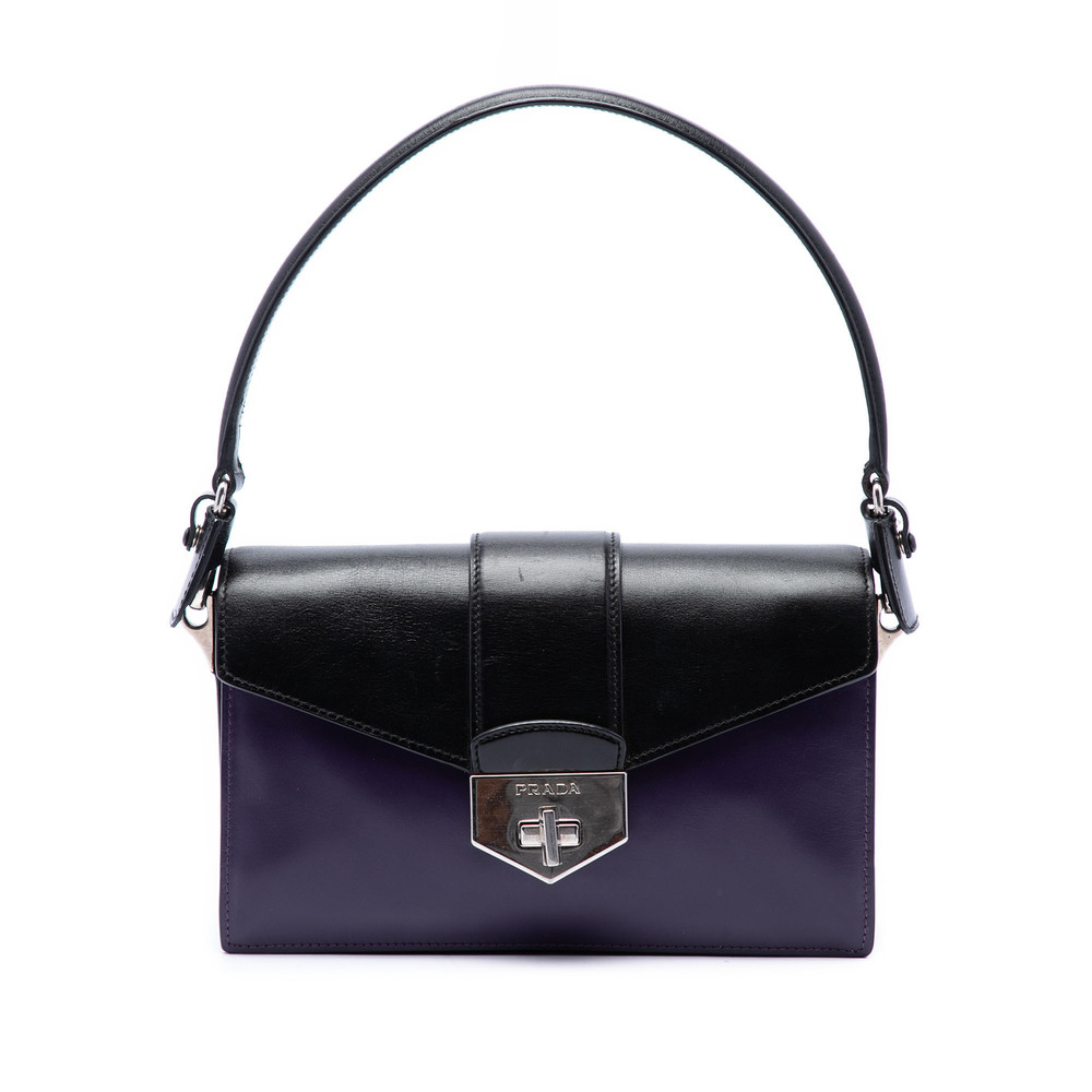 Pre-Loved Prada Bicolor Box Calf Turnlock Satchel